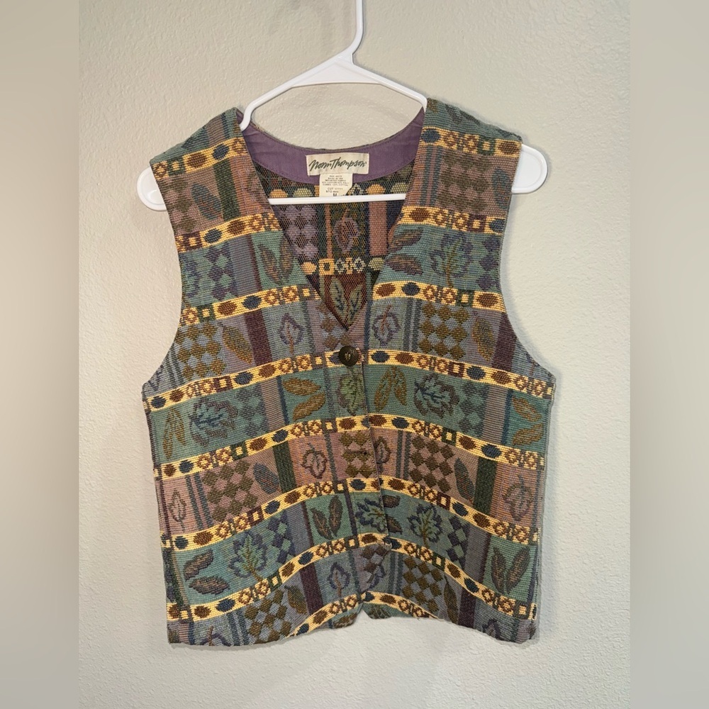 Norm Thompson, tapestry vest, boho, fall size medium